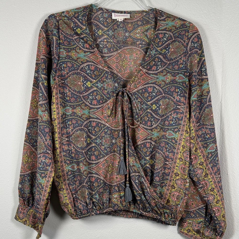 Boemo Anthropologie Paisley Boho Blouse Women’s M Multicolor Long Sleeve Top